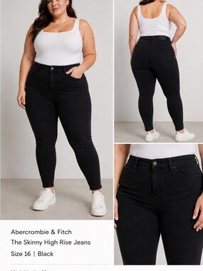 Abercrombie & Fitch High Rise Skinny Jeans Black Size 16 NWT